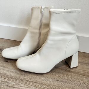 Cream Block Heel Ankle Boots Size 8 / a new day